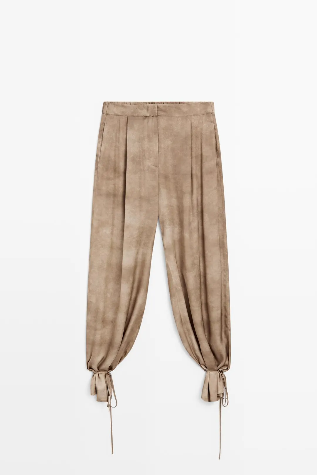 Брюки струящиеся с завязками по низу, Massimo Dutti