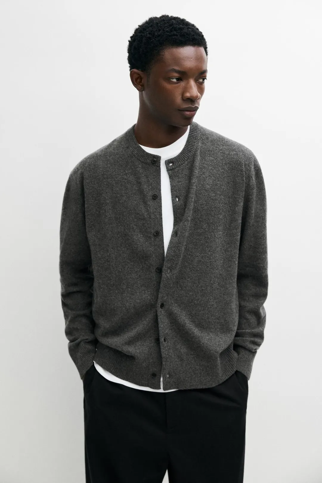 Кардиган вязаный на пуговицах из 100% шерсти, Massimo Dutti