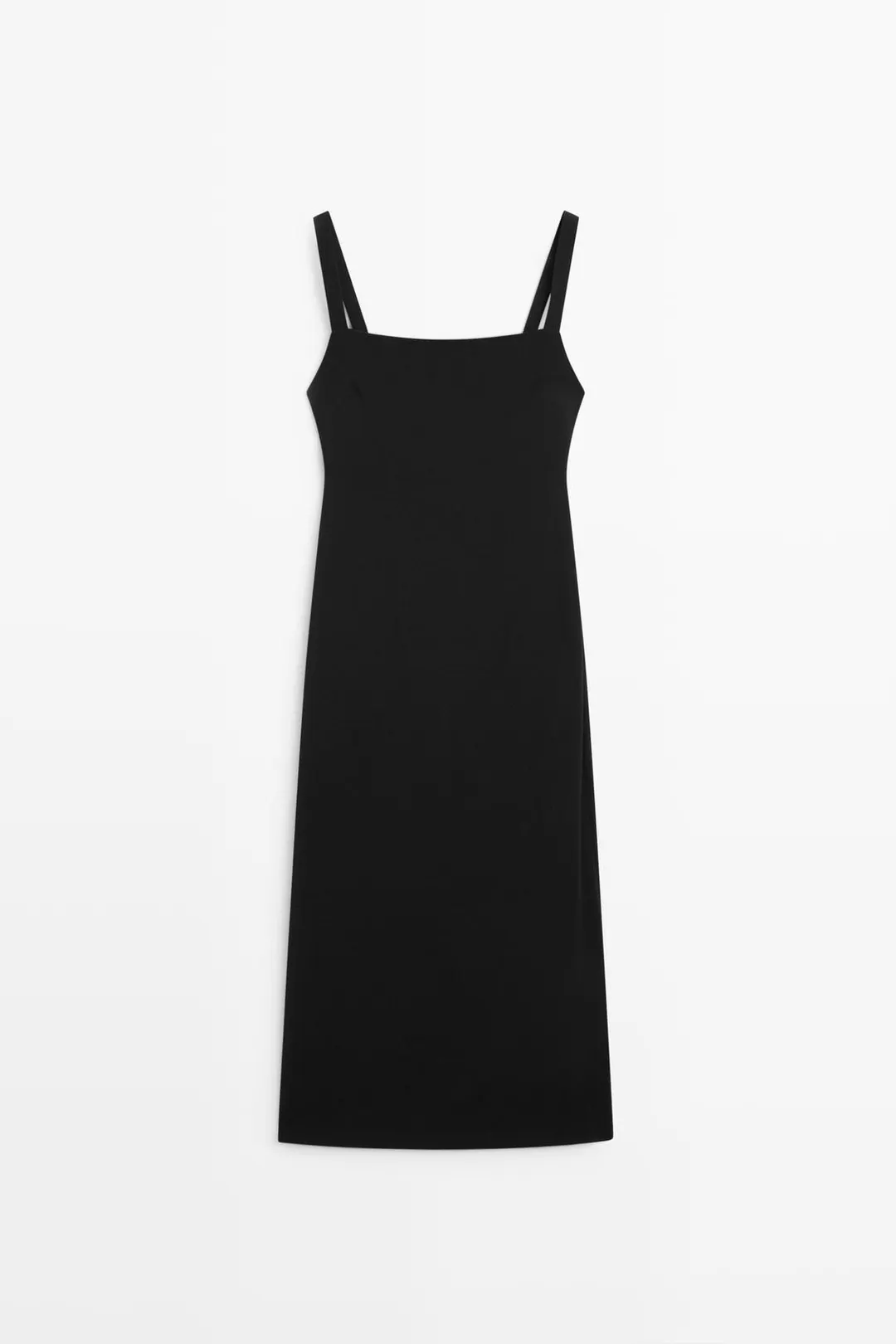 Платье миди на бретелях с нагрудником, Massimo Dutti