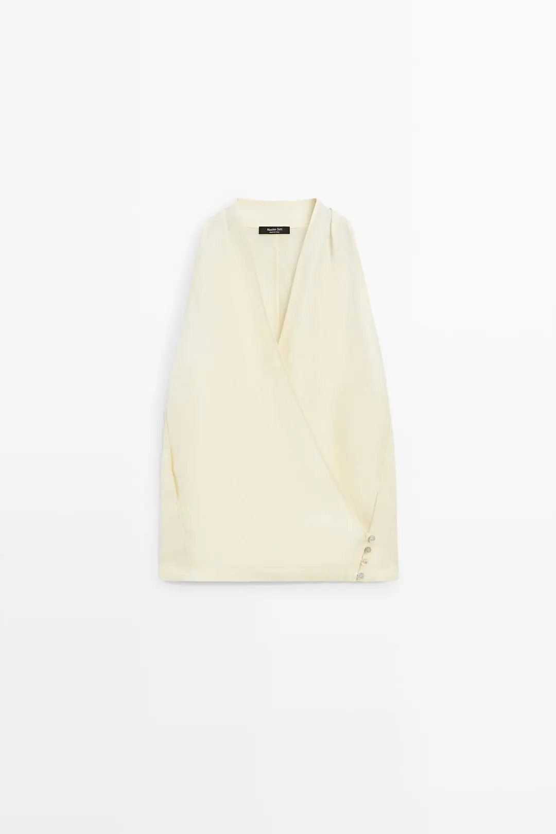 Льняной топ с запахом и пуговицей, Massimo Dutti
