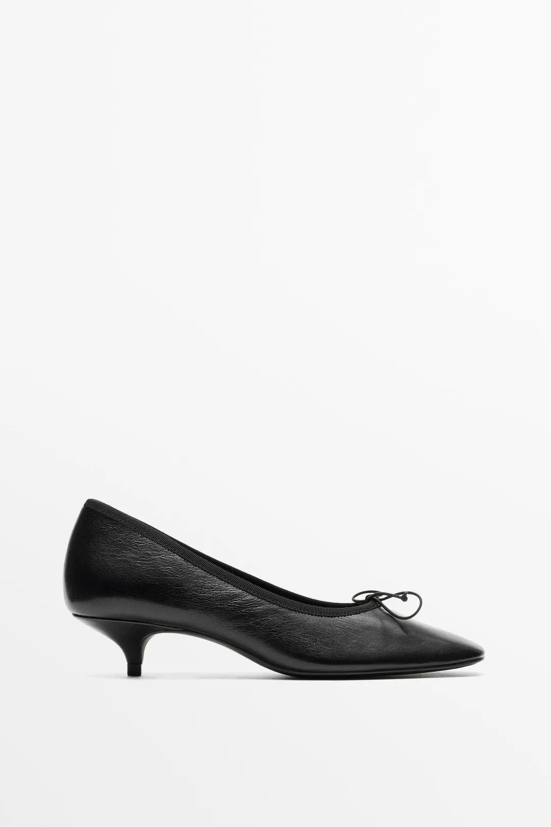 Кожаные балетки на каблуке, Massimo Dutti