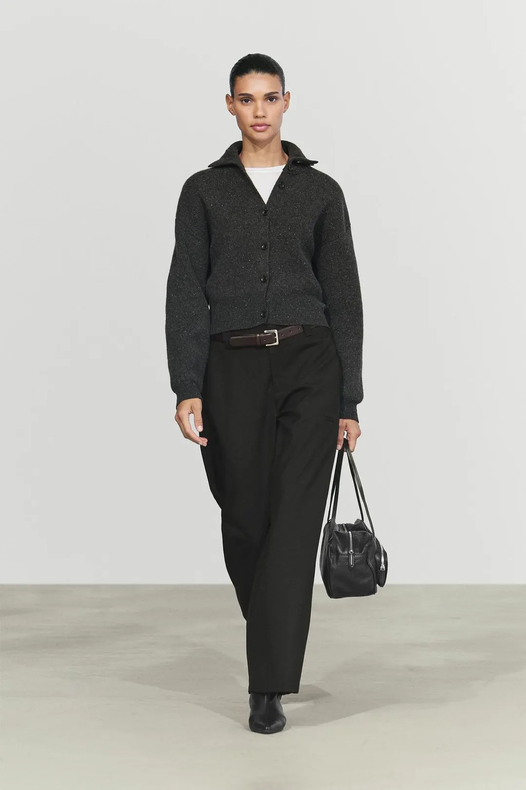 Кардиган вязаный из 100% шерсти с высоким воротником, Massimo Dutti