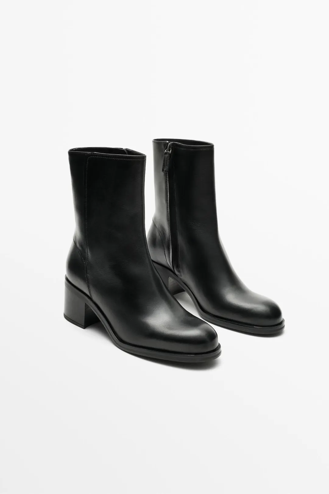 Ботильоны кожаные на каблуке, Massimo Dutti