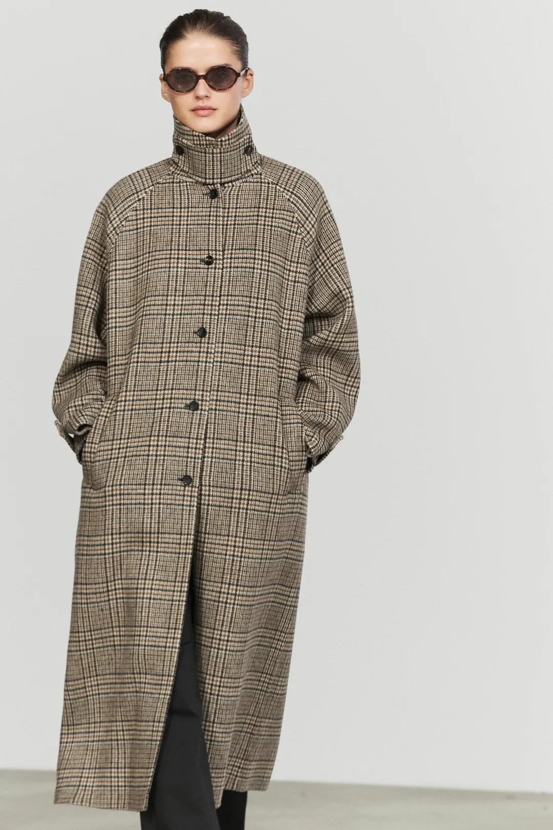 Клетчатый тренч из смесовой шерсти, Massimo Dutti