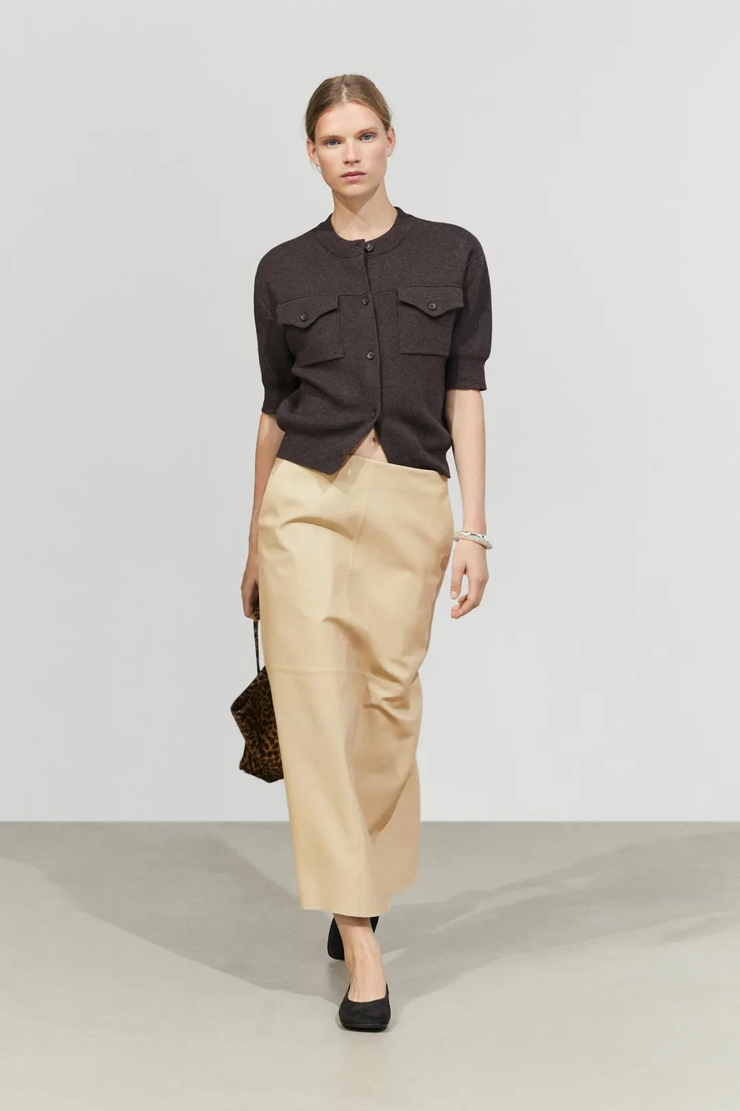 Кардиган с короткими рукавами и карманами, Massimo Dutti