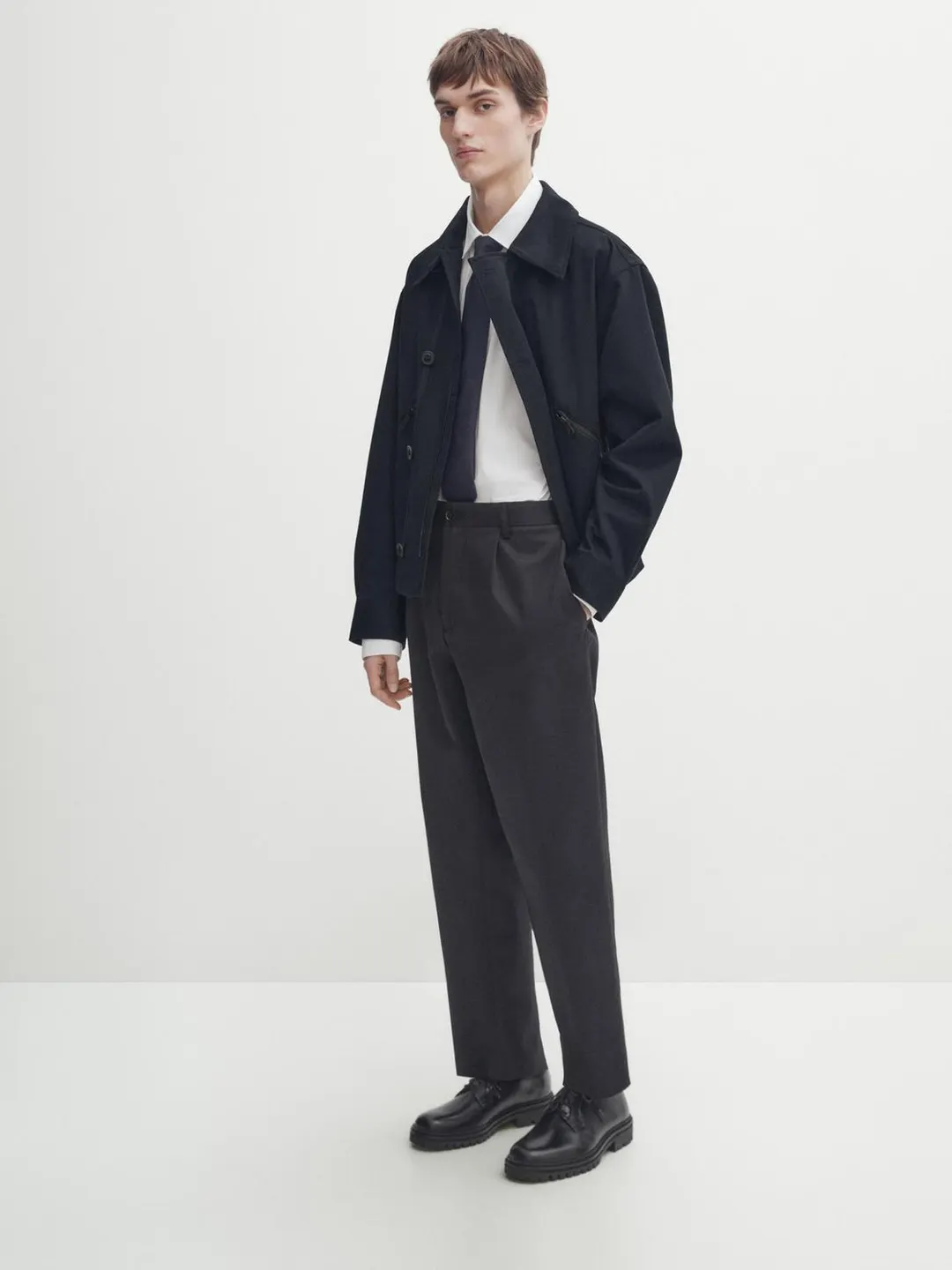 Галстук из твила из смесового хлопка и шелка, Massimo Dutti