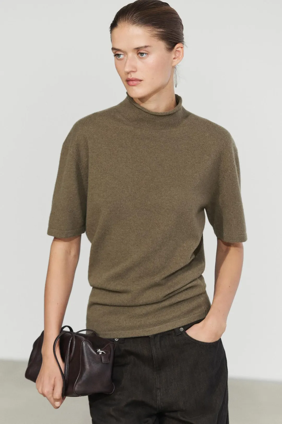 Свитер вязаный с воротником-стойкой из смесовой шерсти, Massimo Dutti
