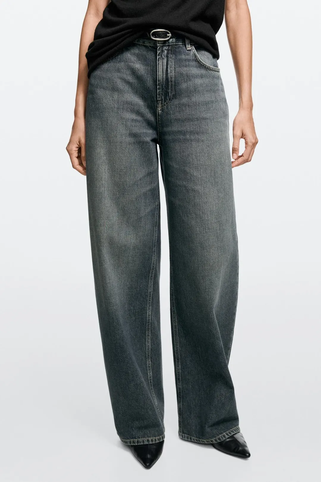 Джинсы свободного бочкообразного кроя с высокой посадкой, Massimo Dutti