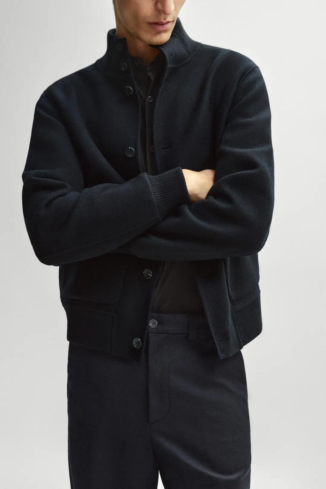 Бомбер из смесовой шерсти с карманами, Massimo Dutti