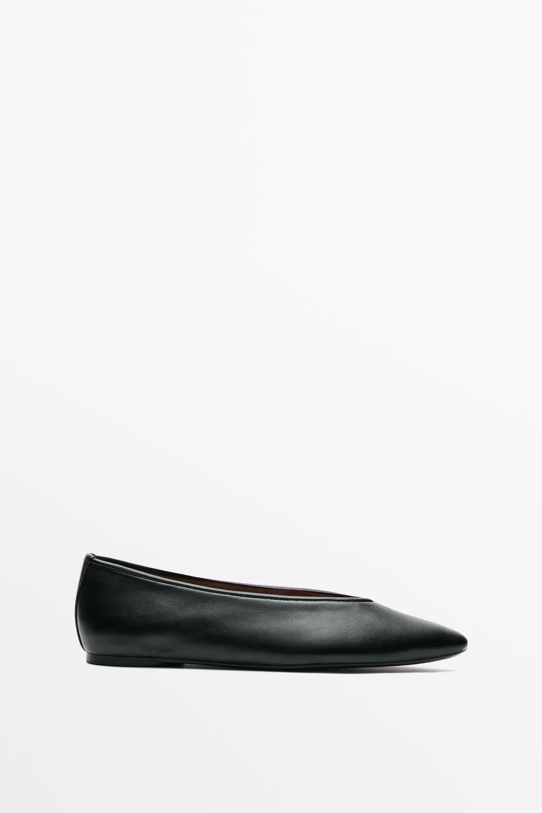 Балетки с острым носом из мягкой кожи, Massimo Dutti