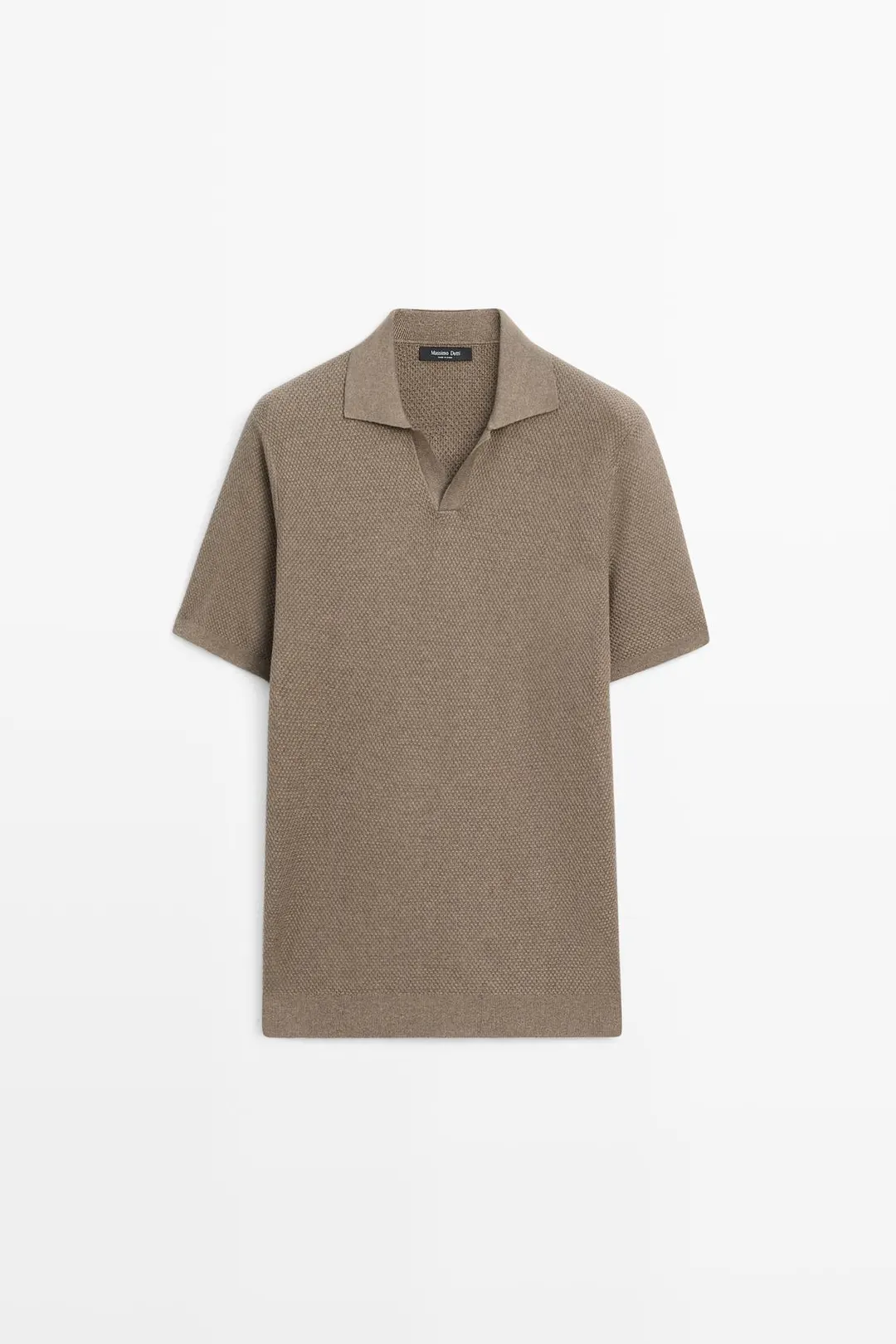 Вязаное поло из смесового хлопка с V-образным вырезом, Massimo Dutti