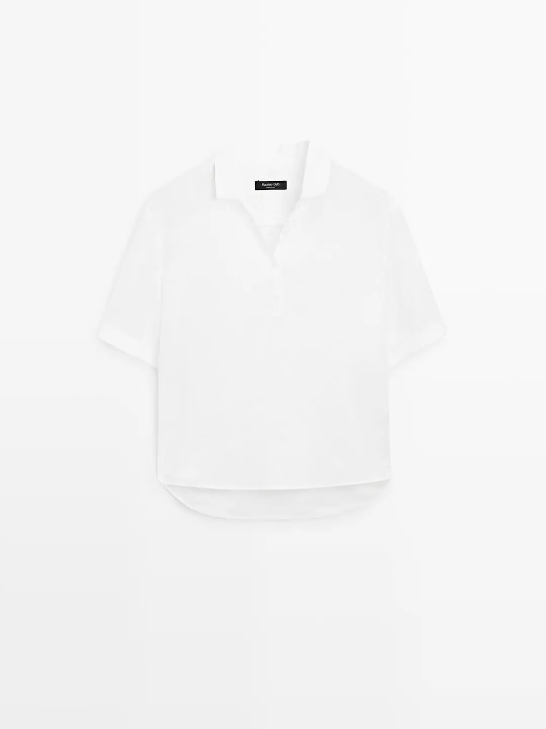 Льняная рубашка поло с короткими рукавами, Massimo Dutti