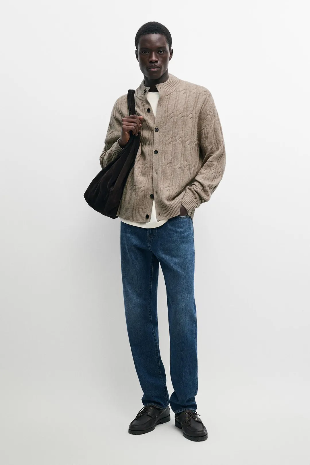 Кардиган фактурной вязки из смесовой шерсти, Massimo Dutti