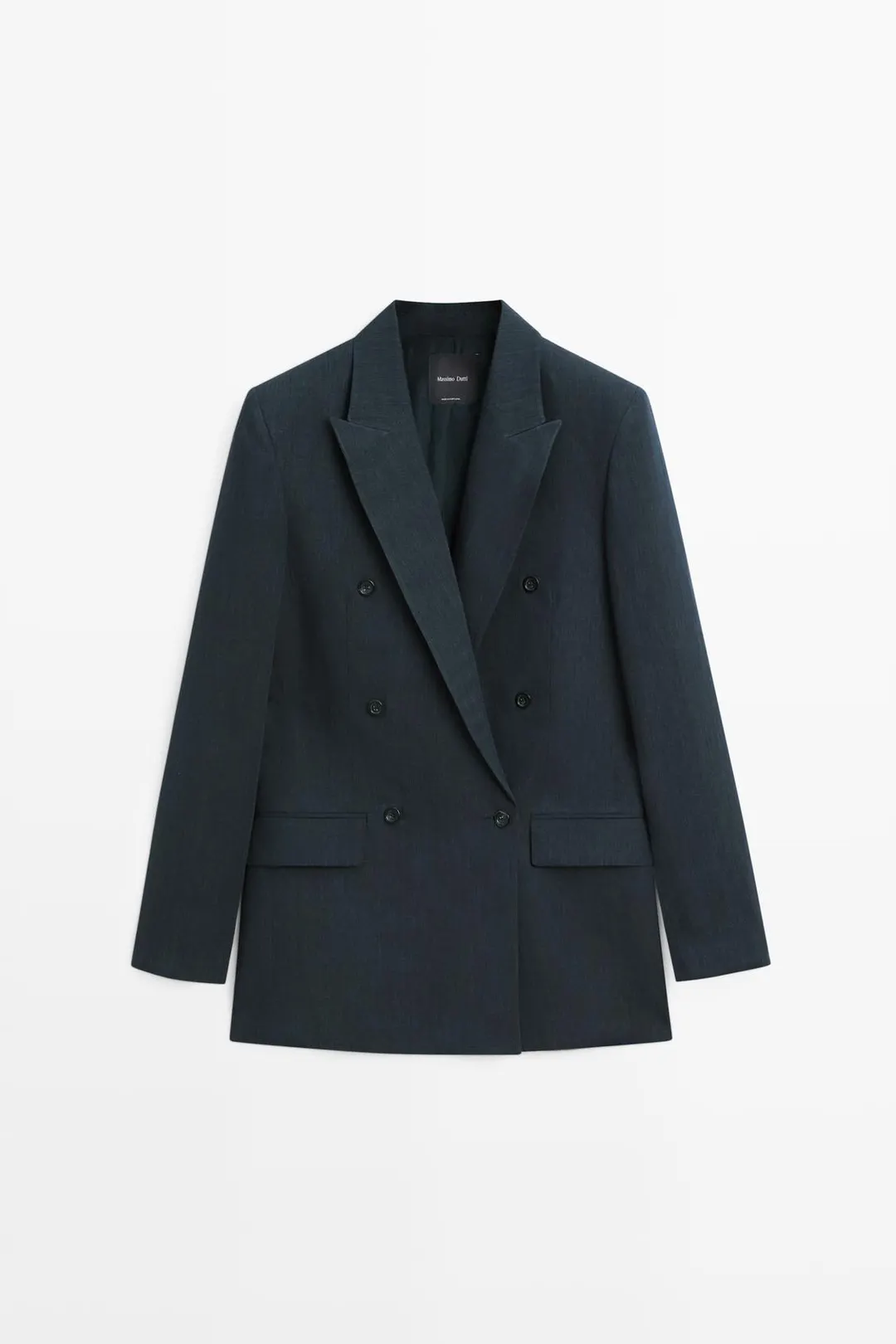 Двубортный пиджак из меланжевого льна, Massimo Dutti