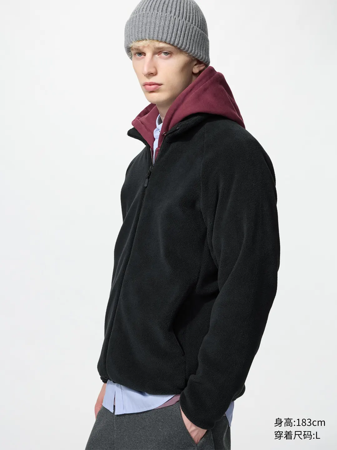 Куртка из флиса на молнии, теплая, разноцветная, Uniqlo