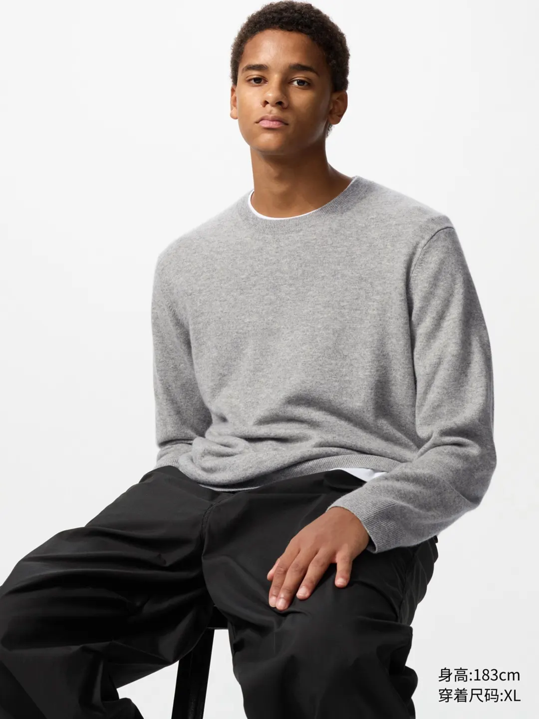 Джемпер из кашемира с круглым вырезом, Uniqlo