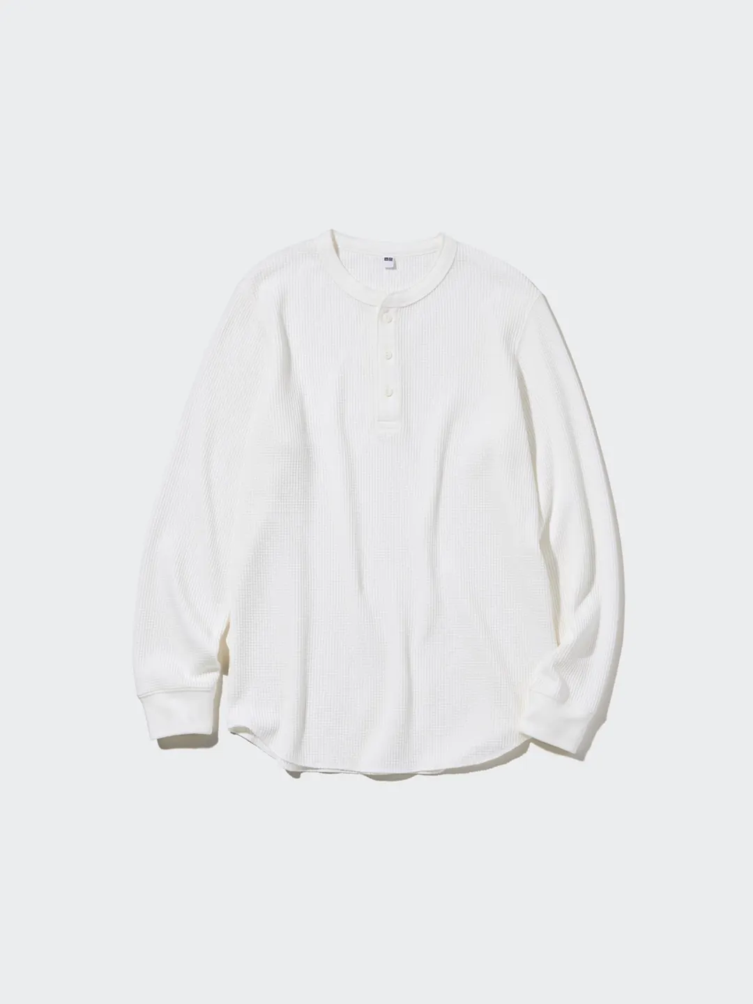 Лонгслив вафельной вязки с воротом хенли, Uniqlo
