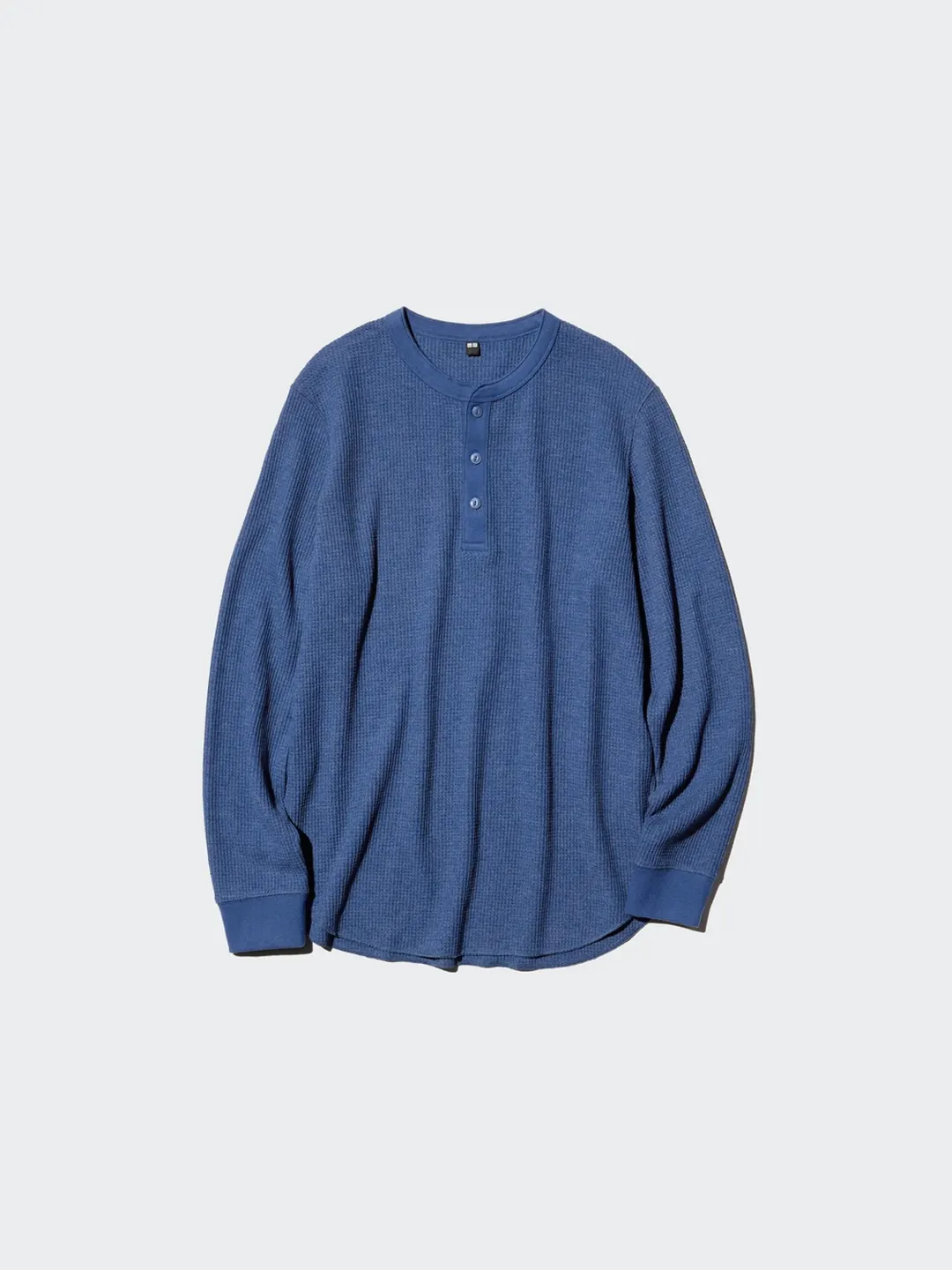 Лонгслив вафельный с воротом хенли, Uniqlo