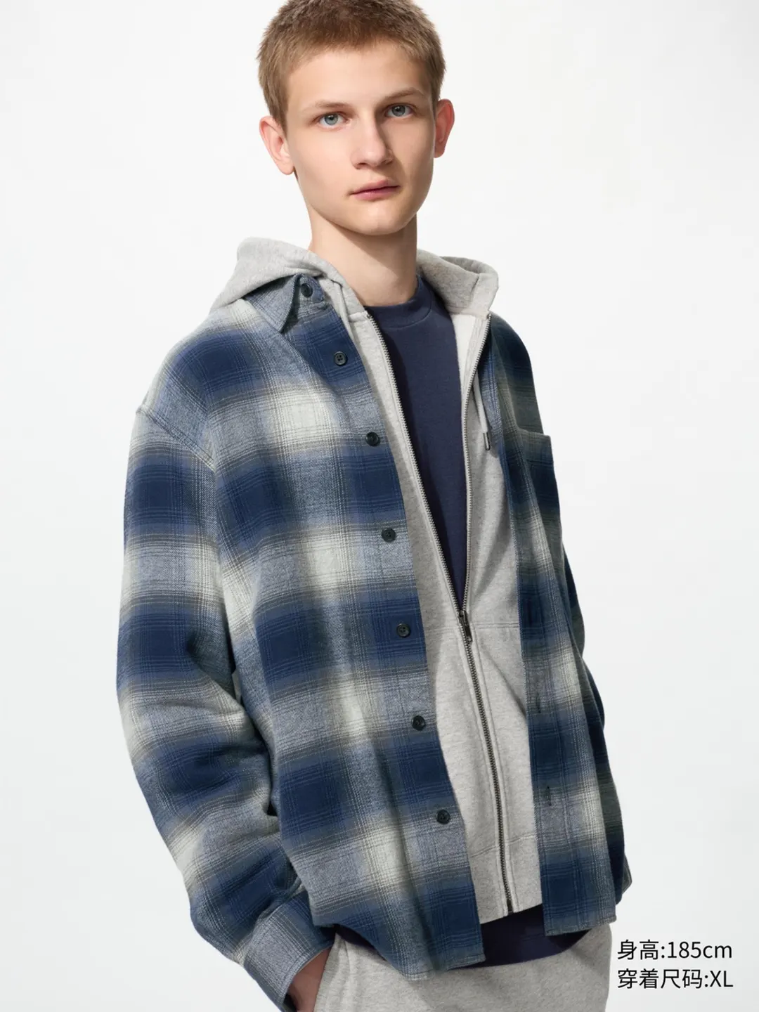 Рубашка в клетку из хлопковой фланели, Uniqlo