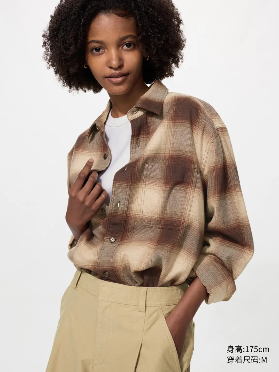 Рубашка в клетку из хлопковой фланели, Uniqlo