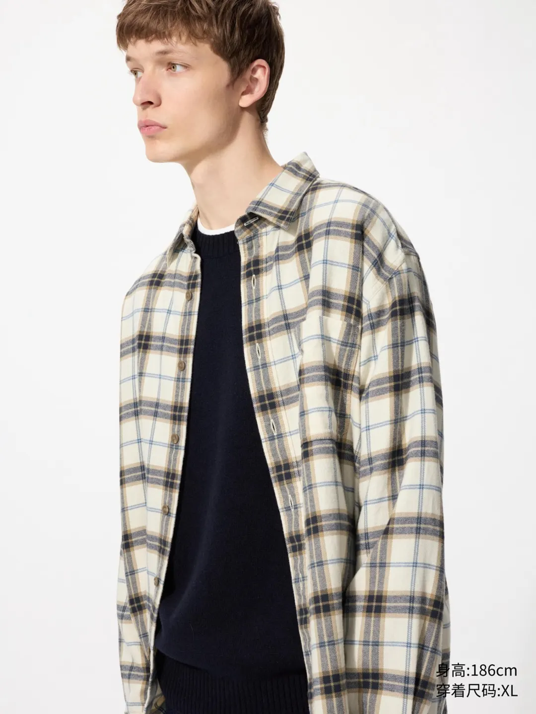 Клетчатая рубашка из хлопковой фланели, Uniqlo