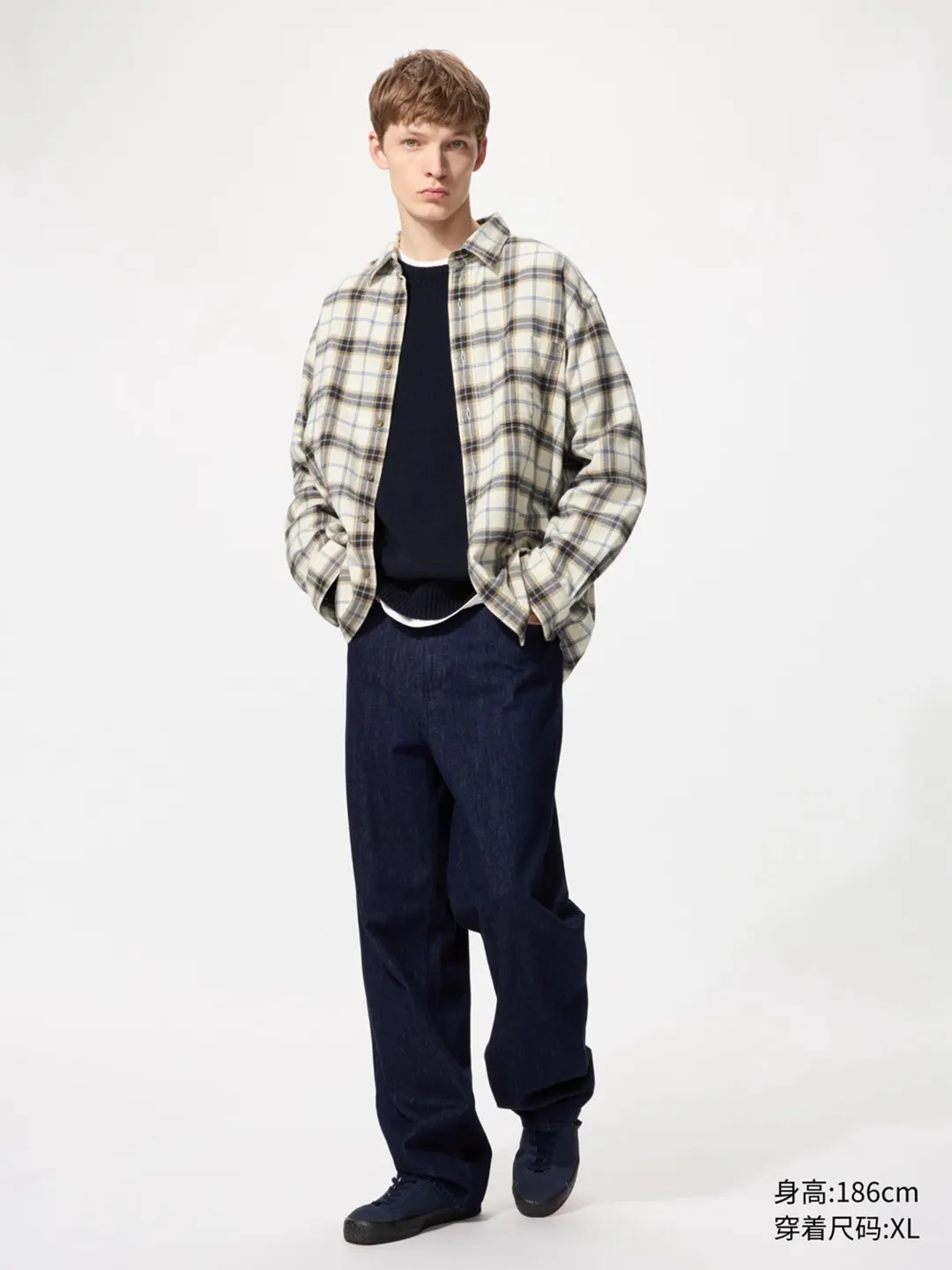 Клетчатая рубашка из хлопковой фланели, Uniqlo