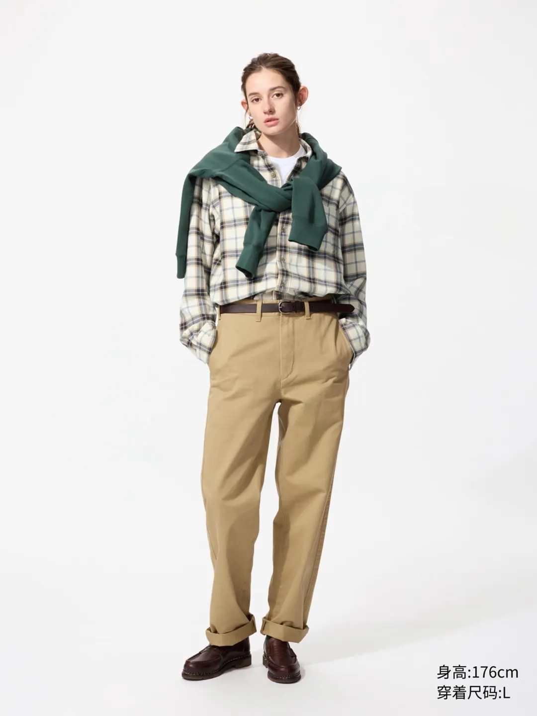 Клетчатая рубашка из хлопковой фланели, Uniqlo