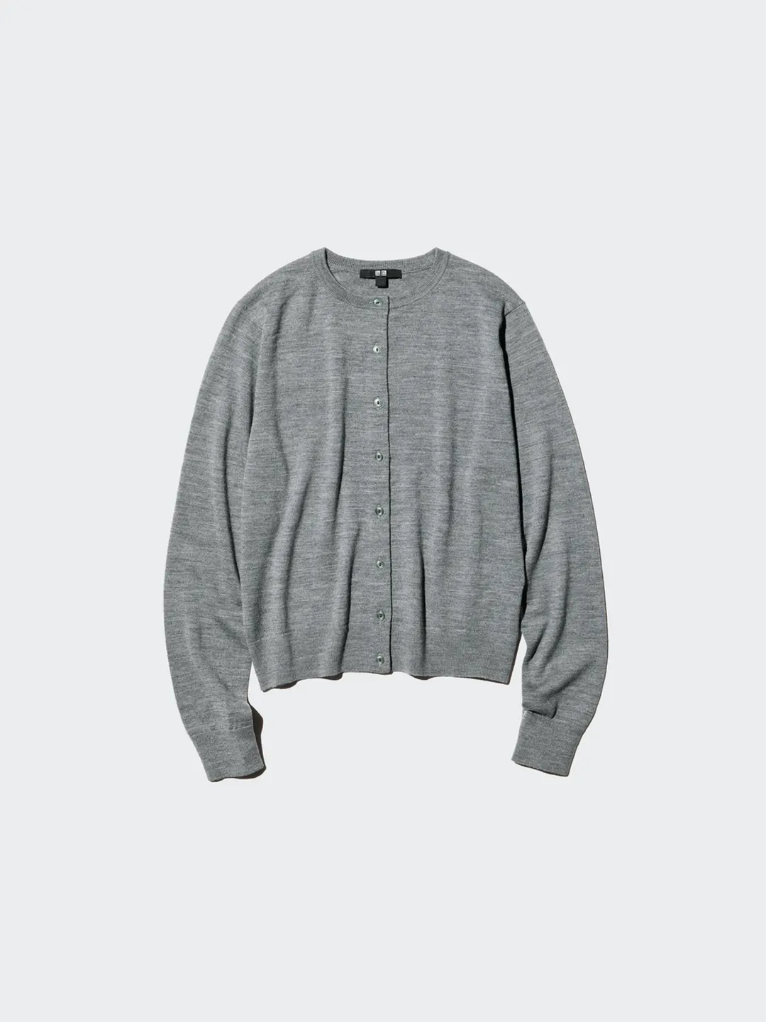 Кардиган с круглым вырезом из тонкой мериносовой шерсти для офиса, Uniqlo