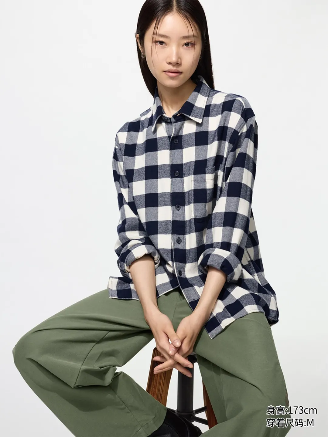 Клетчатая рубашка из хлопковой фланели, Uniqlo