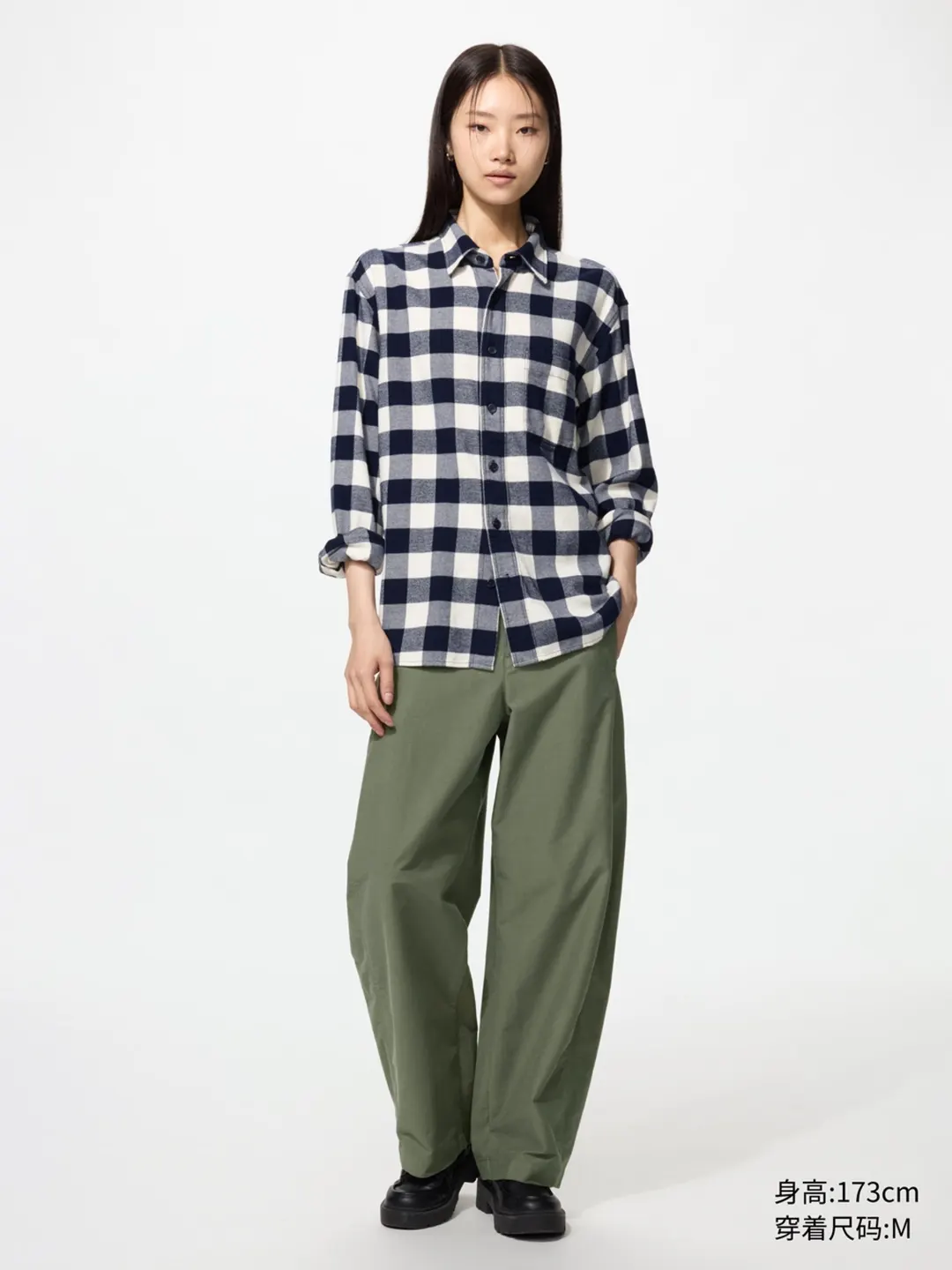 Клетчатая рубашка из хлопковой фланели, Uniqlo