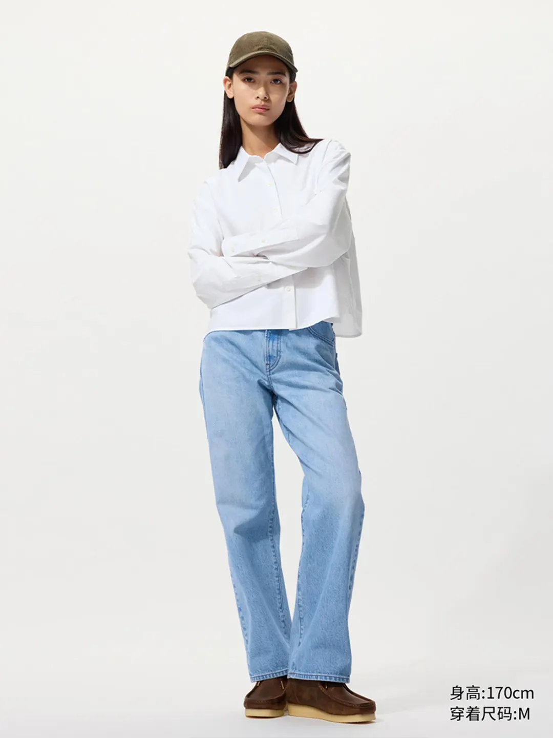 Рубашка прямого кроя из оксфорда с длинными рукавами, коллаборация, Uniqlo