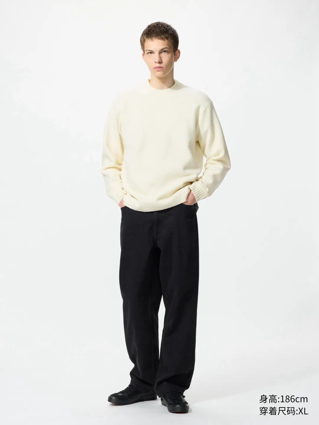 Свитер из пряжи суфле с круглым вырезом, Uniqlo