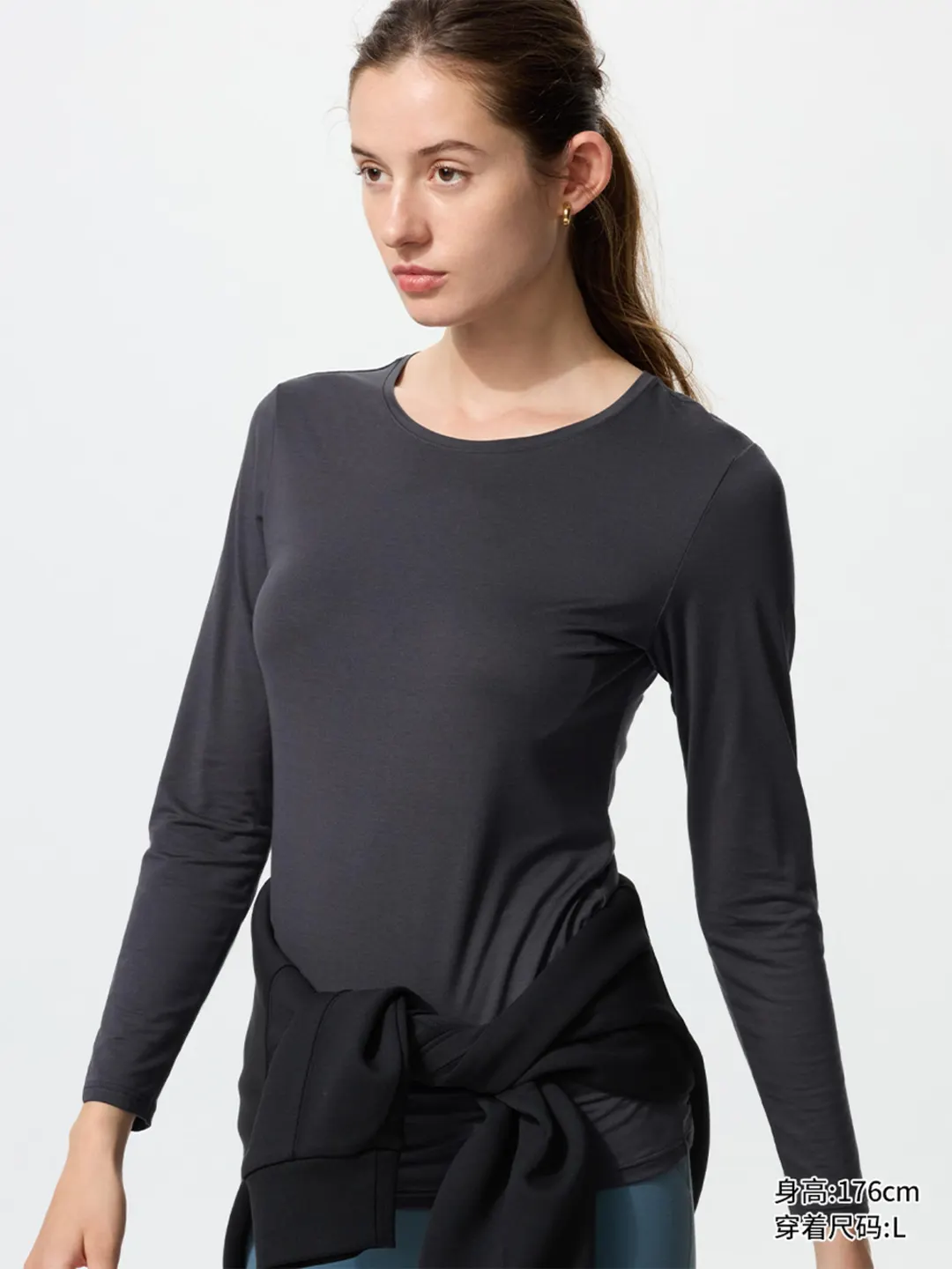 Лонгслив HEATTECH с круглым вырезом, Uniqlo