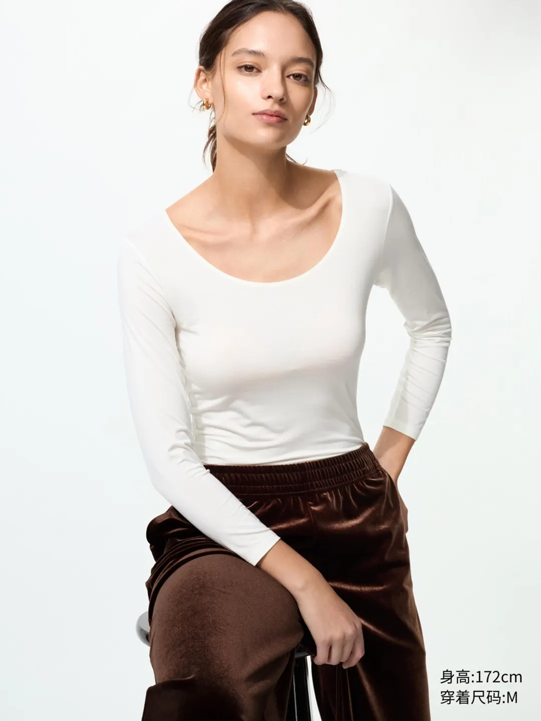 Футболка HEATTECH с U-образным вырезом и рукавами 7/8, Uniqlo