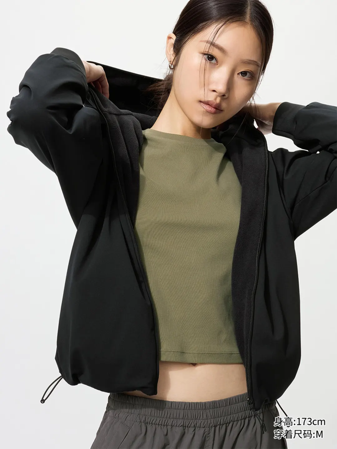 Двусторонняя ветрозащитная флисовая куртка с капюшоном, Uniqlo