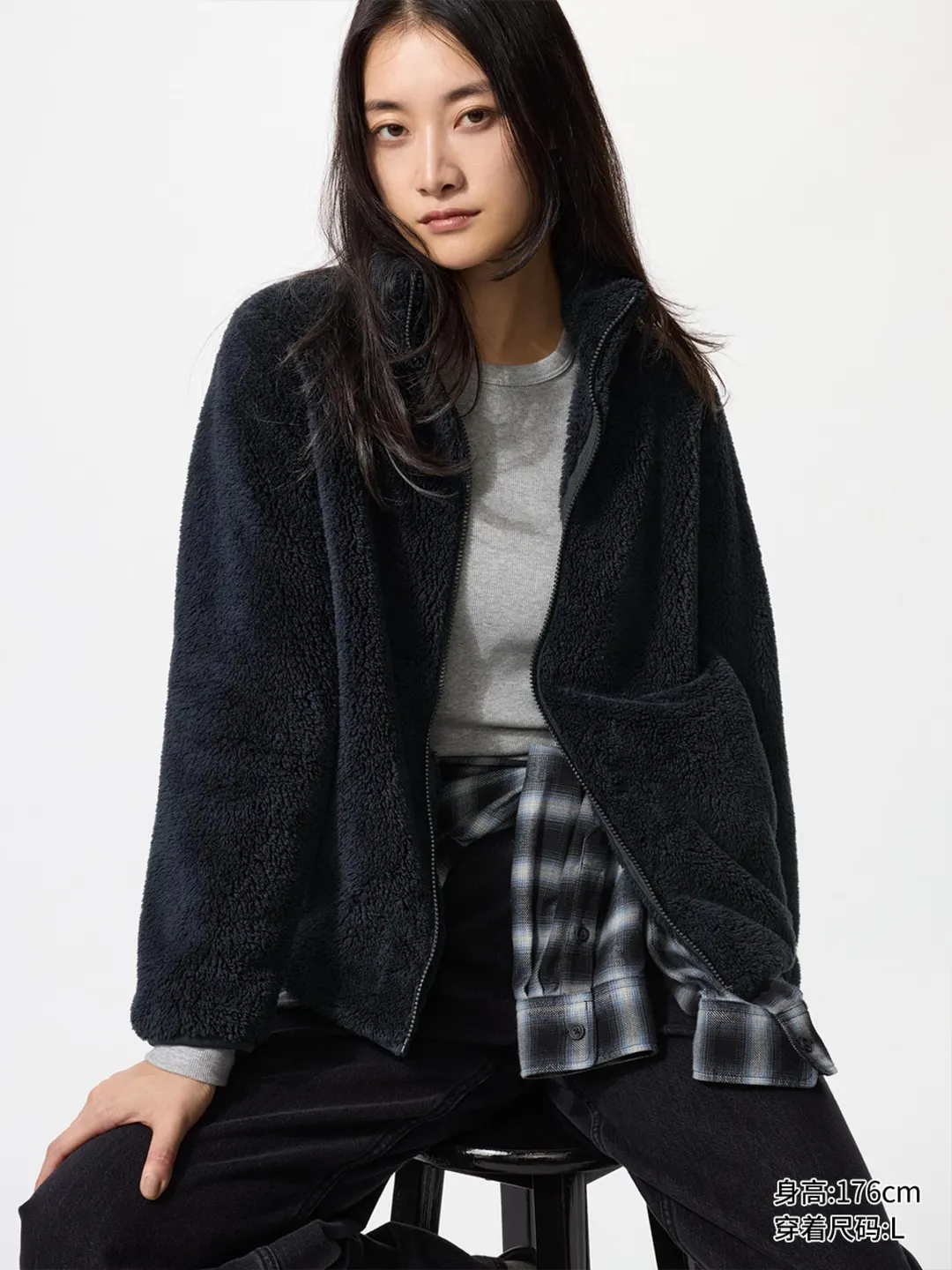 Куртка из длинноворсового флиса на молнии, Uniqlo