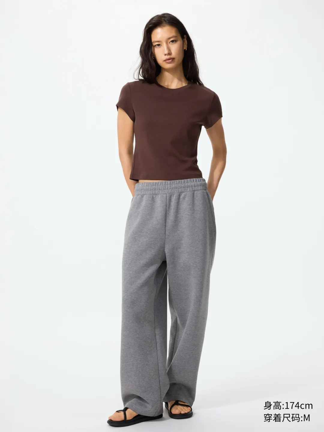Короткая футболка с круглым вырезом, Uniqlo