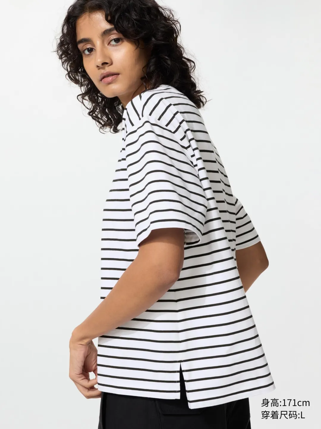 Полосатая футболка из смесового хлопка AIRism, Uniqlo