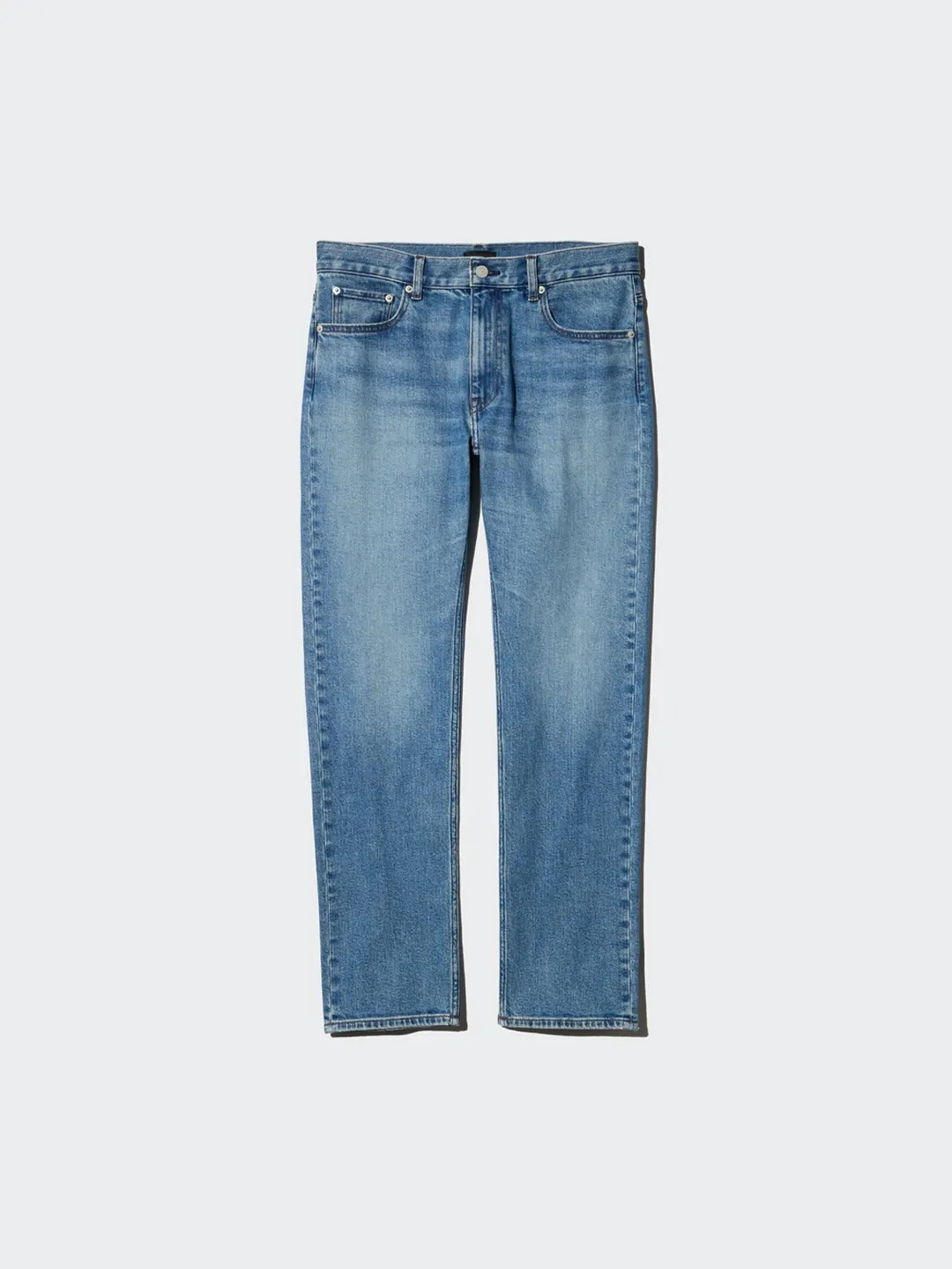 Джинсы облегающие прямого кроя с эффектом стирки, Uniqlo