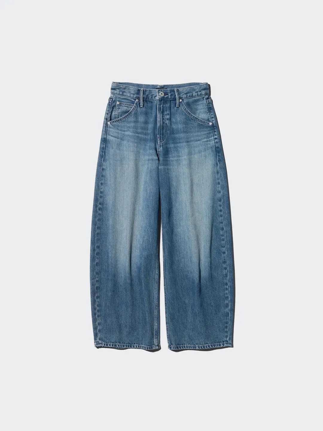 Джинсы свободного кроя с изогнутыми штанинами, укороченные, Uniqlo
