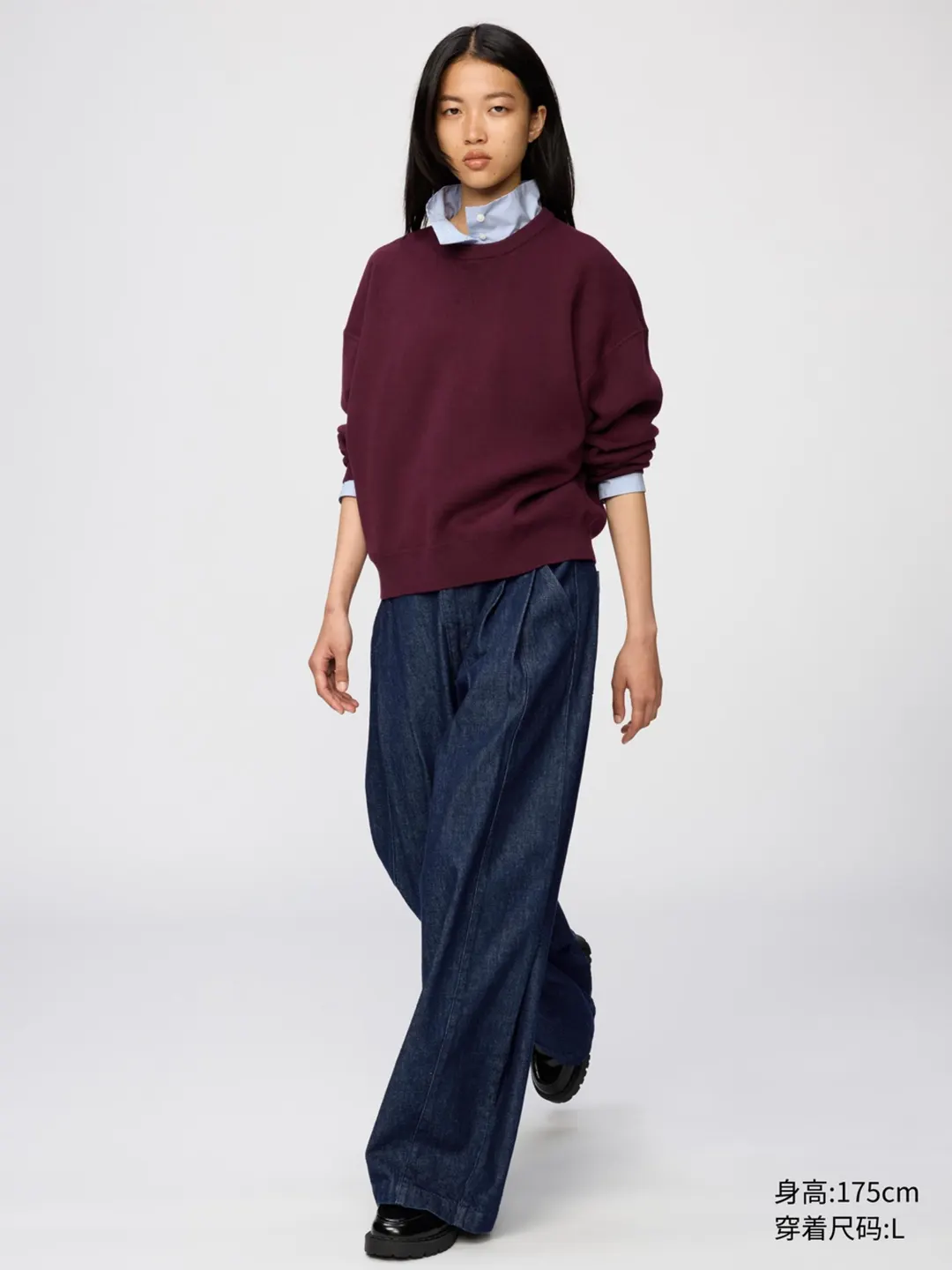 Джемпер из гладкого хлопка с круглым вырезом, Uniqlo