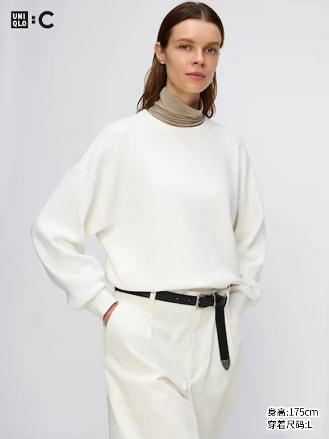 Джемпер из гладкого хлопка с круглым вырезом, Uniqlo