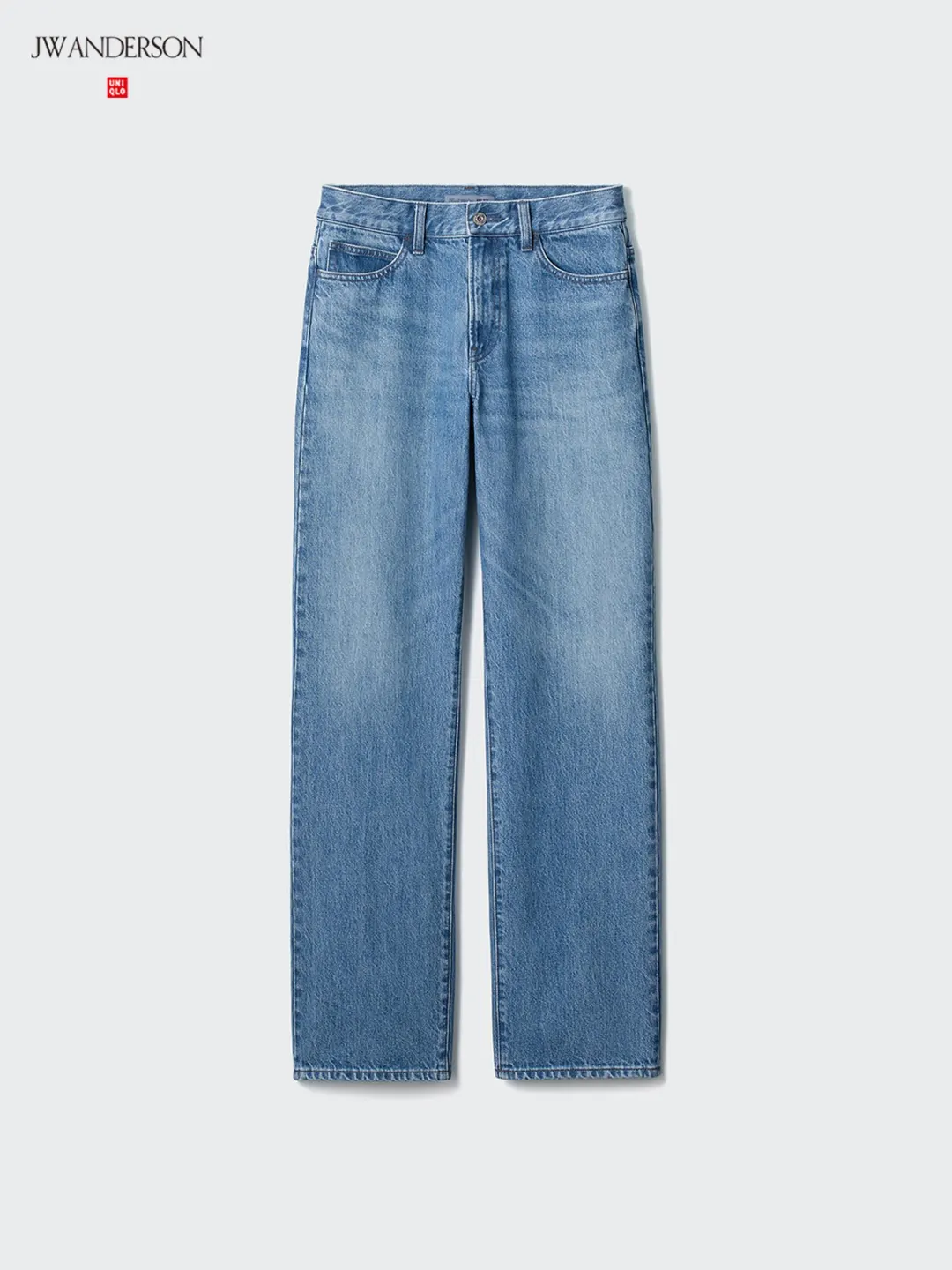 Джинсы прямого кроя удлиненные с эффектом стирки, Uniqlo