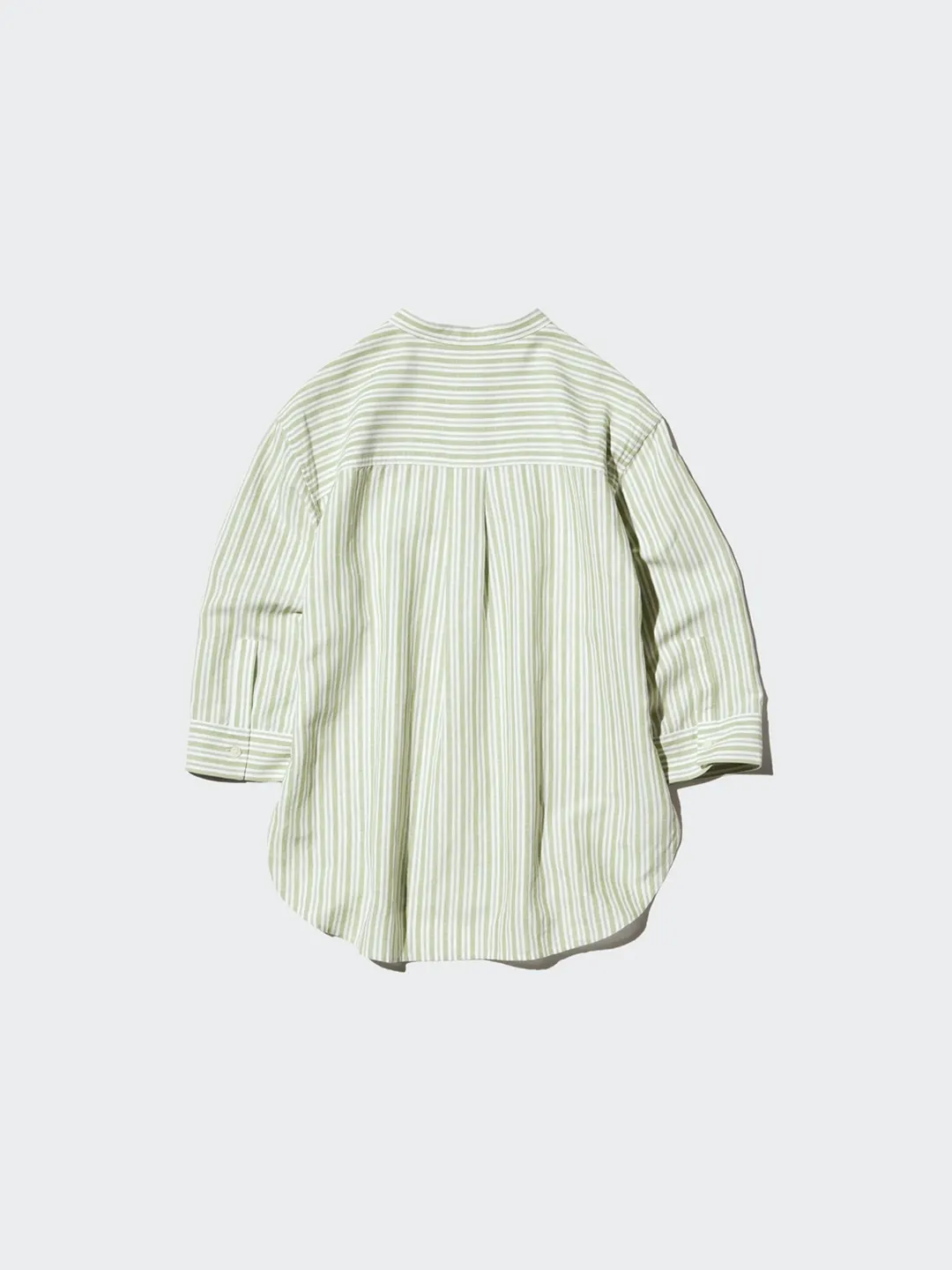 Рубашка в полоску со воротником-стойкой из смесового льна и рукавами 3/4, Uniqlo