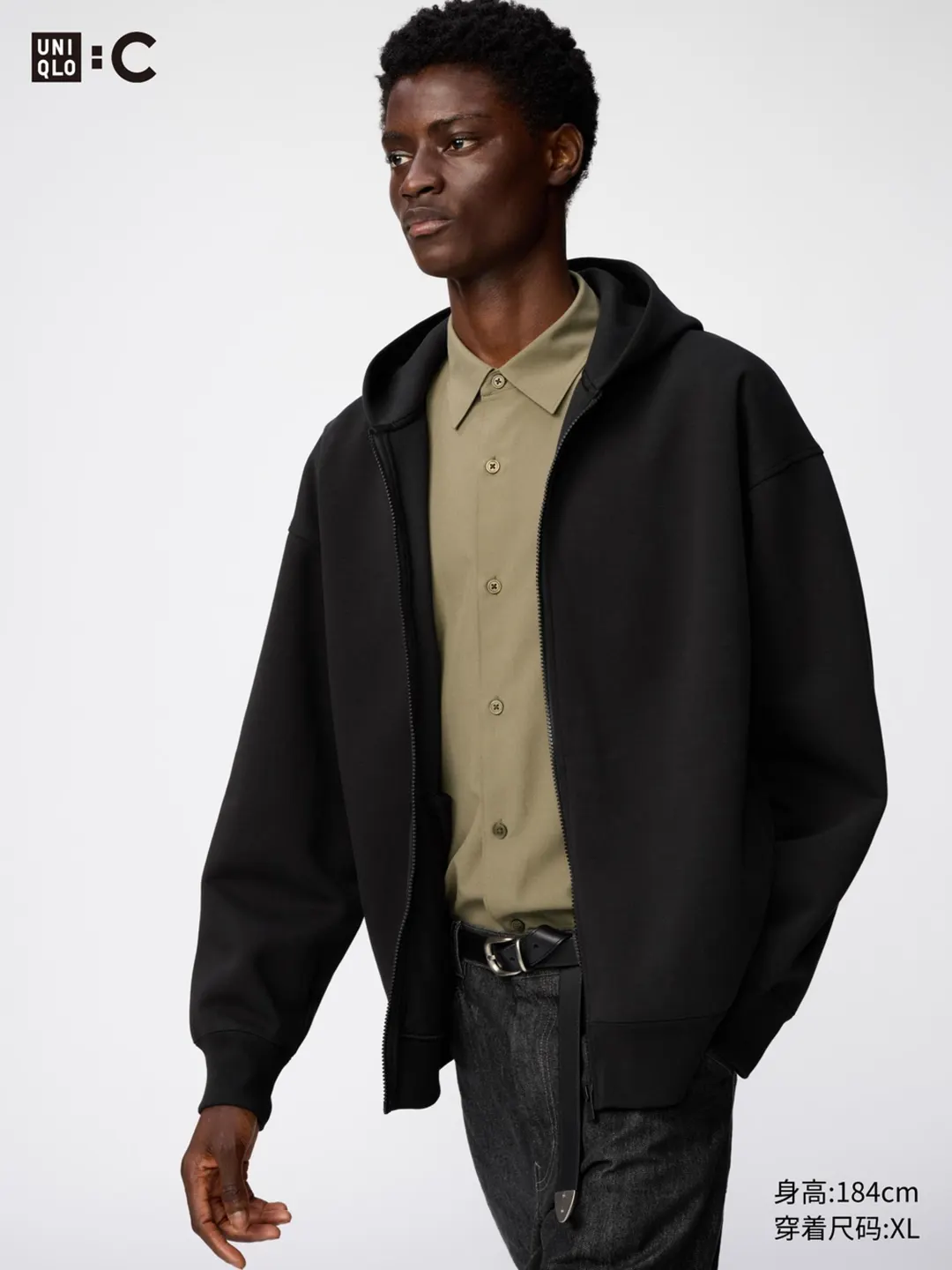 Толстовка спортивная свободного кроя на молнии с капюшоном, Uniqlo