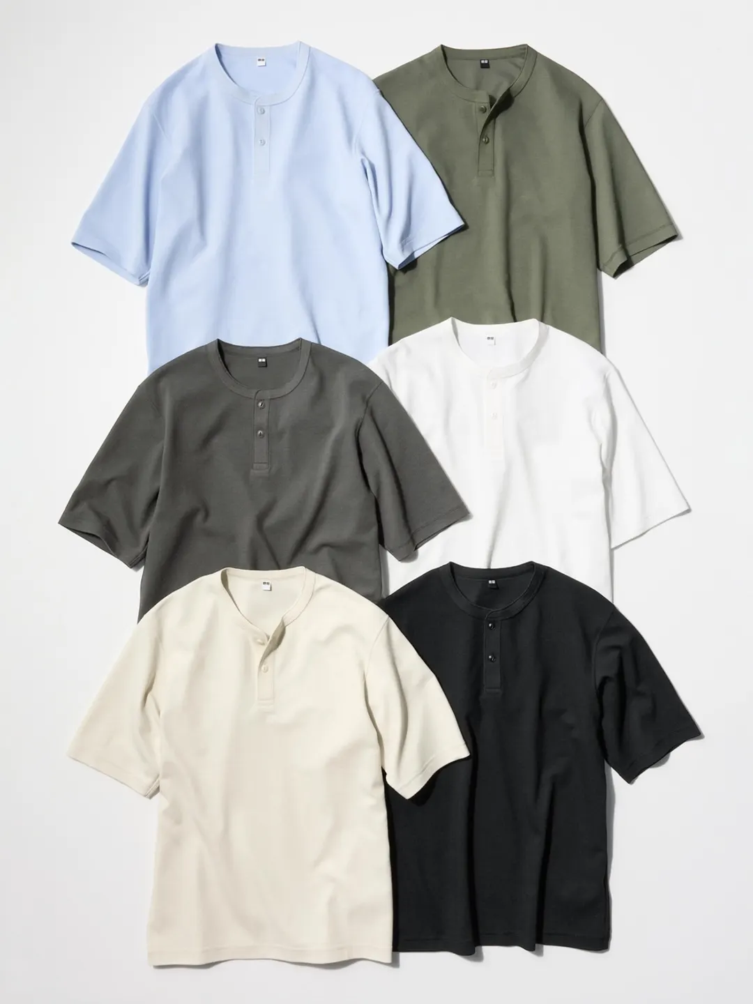 Футболка хенли вафельной вязки быстросохнущая, Uniqlo