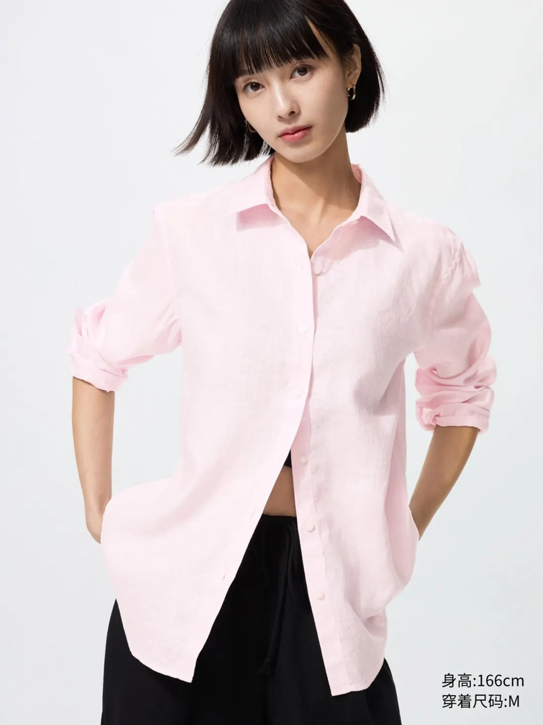 Рубашка из французского льна с длинными рукавами, Uniqlo