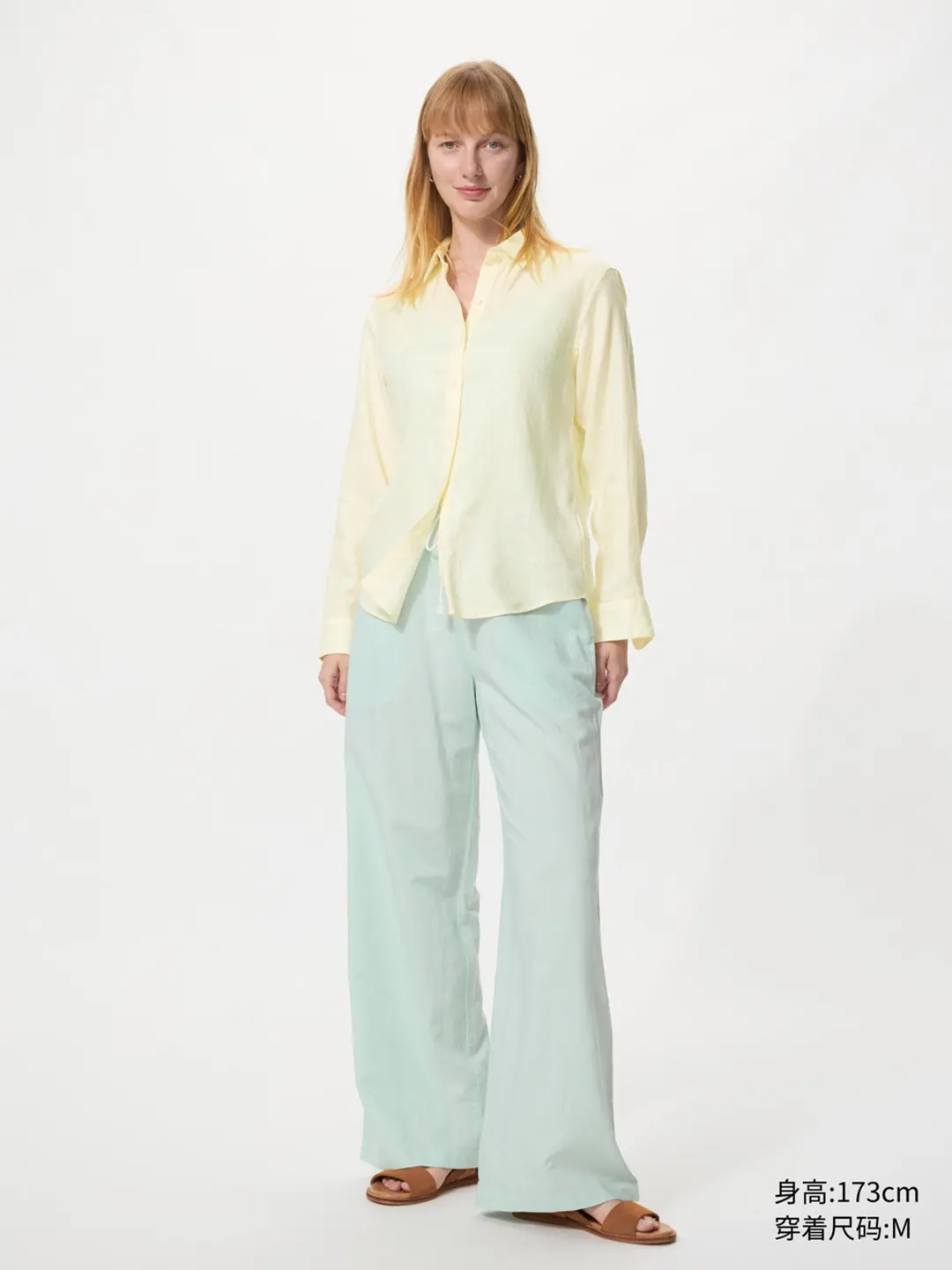 Рубашка из французского льна с длинными рукавами, Uniqlo