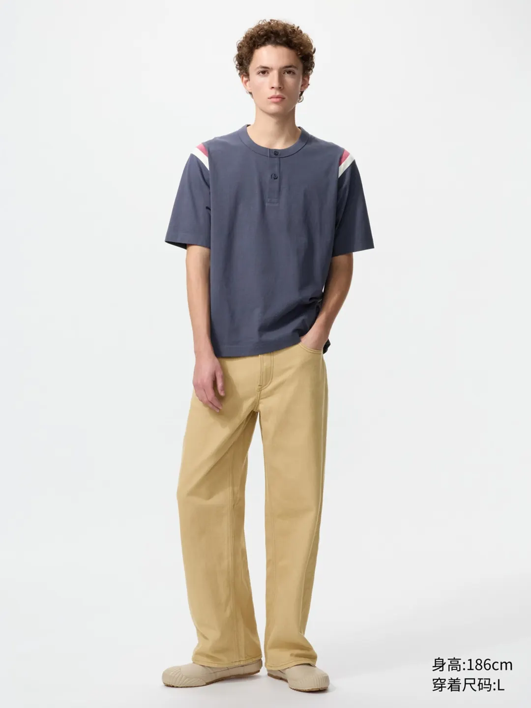 Футболка хенли свободного кроя, Uniqlo