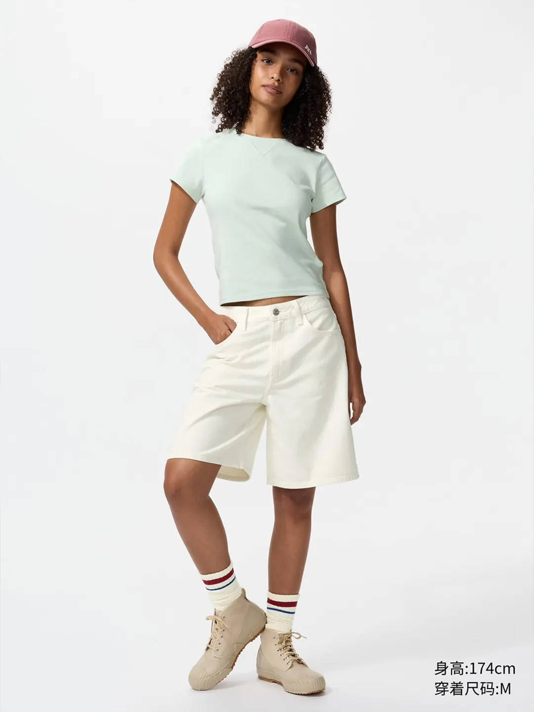 Короткая футболка с круглым вырезом, Uniqlo